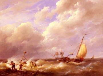 Willem A Sea Piece Hermanus Snr Koekkoek barco con paisaje marino Pinturas al óleo